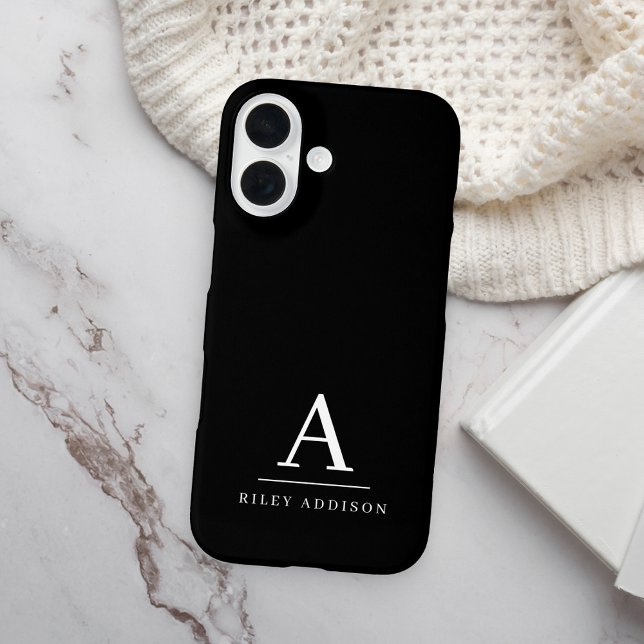 Modern Minimalist Black and White Monogram Case-Mate iPhone Case (Creator Uploaded)