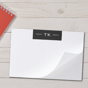 Modern Minimalist Black and White Monogram initial Paper Pad