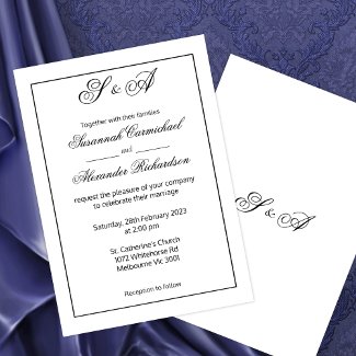 Modern Minimalist Black and White Monogram Wedding