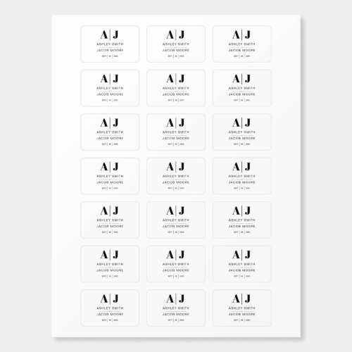 Modern Minimalist Black and White Monogram Wedding Matchboxes