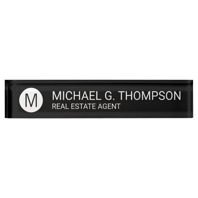 Modern Minimalist Black and White Name Plate Zazzle