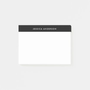 Modern Minimalist Black And White Name Post-it Notes