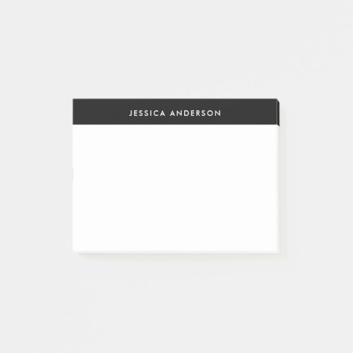 Modern Minimalist Black And White Name Post_it Notes