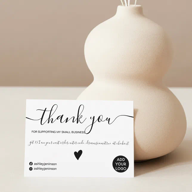 Modern minimalist black and white order thank you | Zazzle