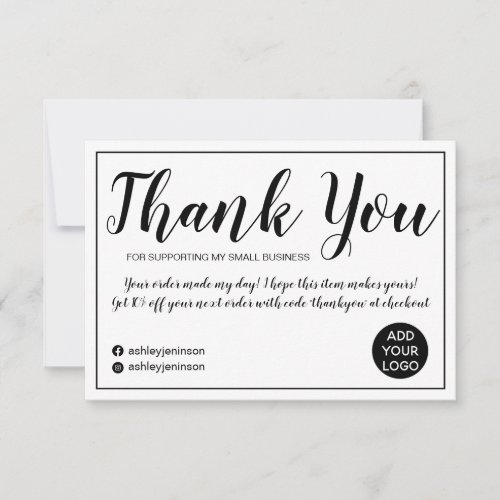 Modern minimalist black and white order thank you