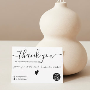 Modern minimalist black and white order thank you card