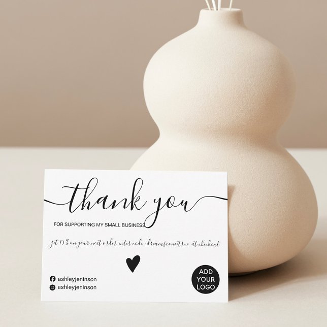 Modern minimalist black and white order thank you card (Creator Uploaded)