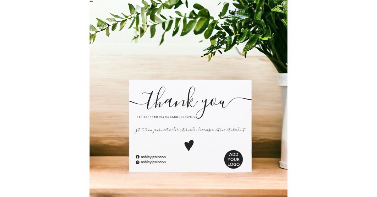 Modern minimalist black and white order thank you postcard | Zazzle