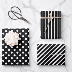 Modern Minimalist Black And White Pattern Wrapping Paper Sheets