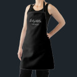 Modern Minimalist Black and White Personalized Apron<br><div class="desc">Modern simple stylish apron in black. Great for beauty industry artists,  hairdressers,  makeup artists,  lash techs,  cafe shop baristas,  culinary professionals,  work,  or at-home use.</div>