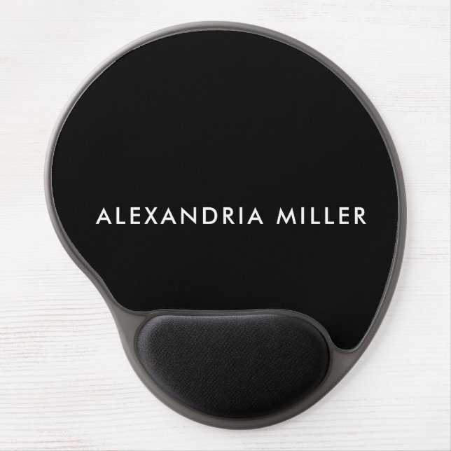 Modern Minimalist Black and White Personalized Gel Mouse Pad (Front)