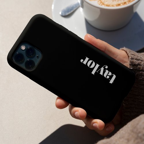 Modern Minimalist Black and White Personalized iPhone 15 Pro Case