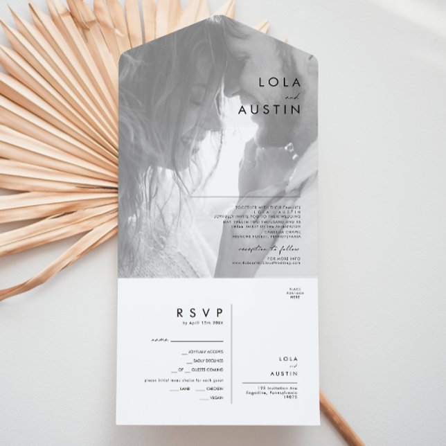Modern Minimalist Black And White Photo All In One Invitation (Creator Uploaded)