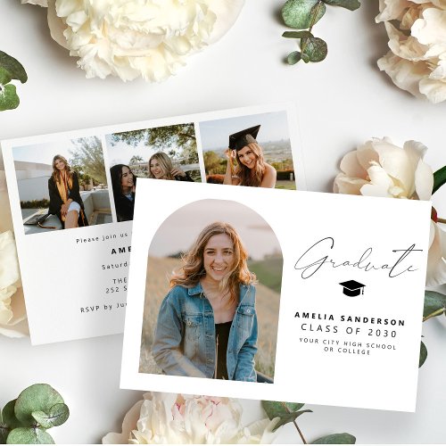 Modern minimalist black and white photo graduation