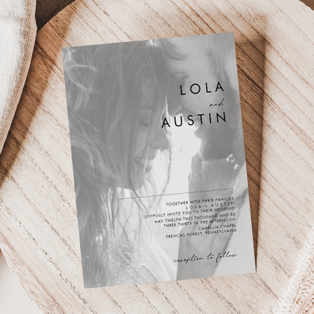 Modern Minimalist Black And White Photo Wedding Invitation (Creator Uploaded)