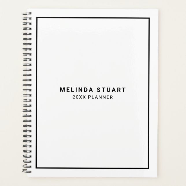 Modern Minimalist Black and White Planner (Front)