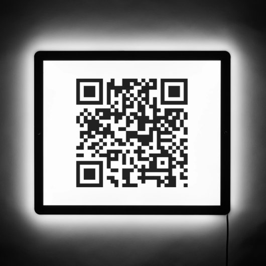 Modern Minimalist Black and White QR Code Cool LED Sign (Front)