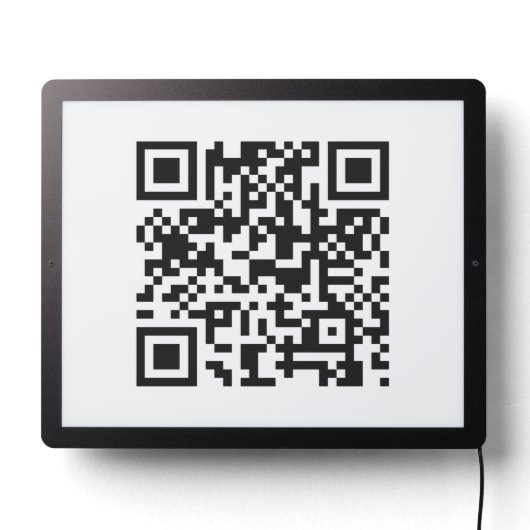 Modern Minimalist Black and White QR Code Cool LED Sign (Lights Off)