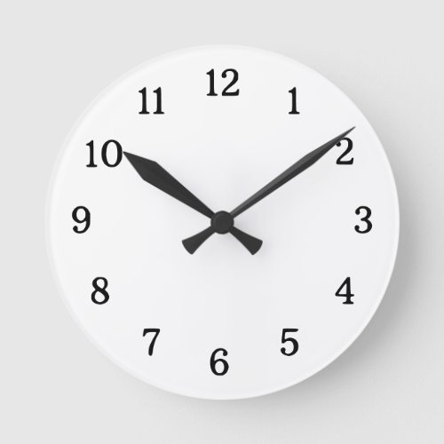 Modern Minimalist Black And White Round Clock