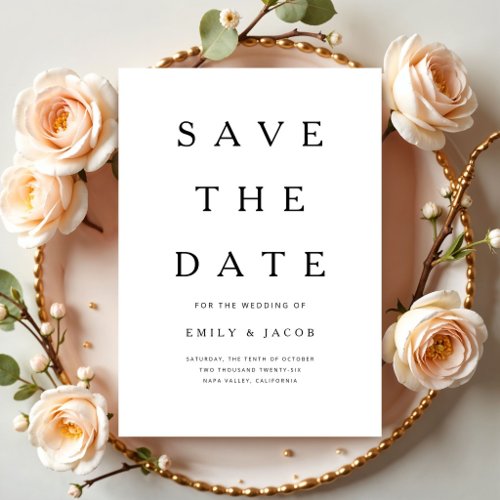 Modern Minimalist Black And White Save The Date