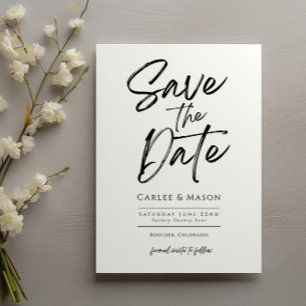 Modern Minimalist Black and White Save the Date