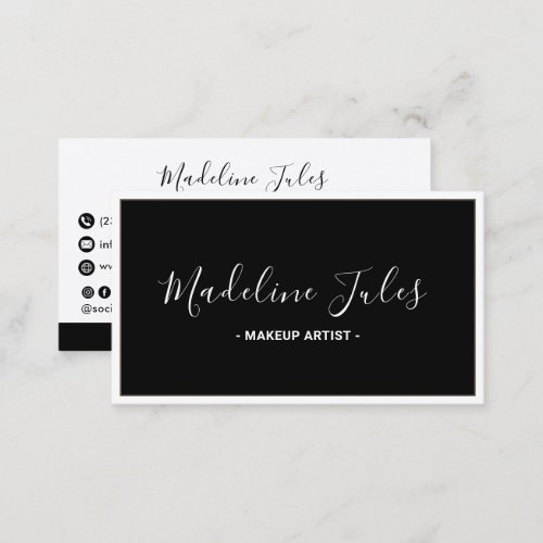 Modern Minimalist Black and White Script Business Business Card