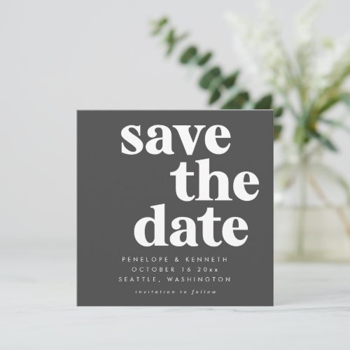 Modern Minimalist Black and White Simple Bold   Save The Date