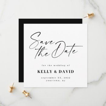 Modern Minimalist Black And White Simple Save The Date by autumnandpine at Zazzle