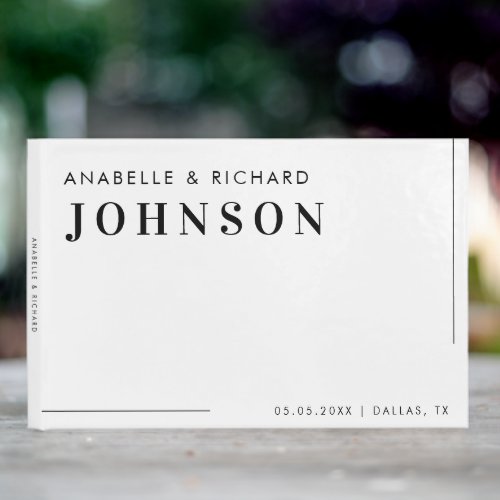 Modern Minimalist Black and White Simple Wedding Guest Book