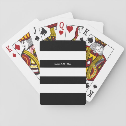 Modern Minimalist Black and White Striped Patter Playing Cards