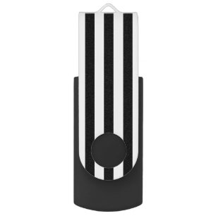 Modern Minimalist Black and White Stripes Flash Drive