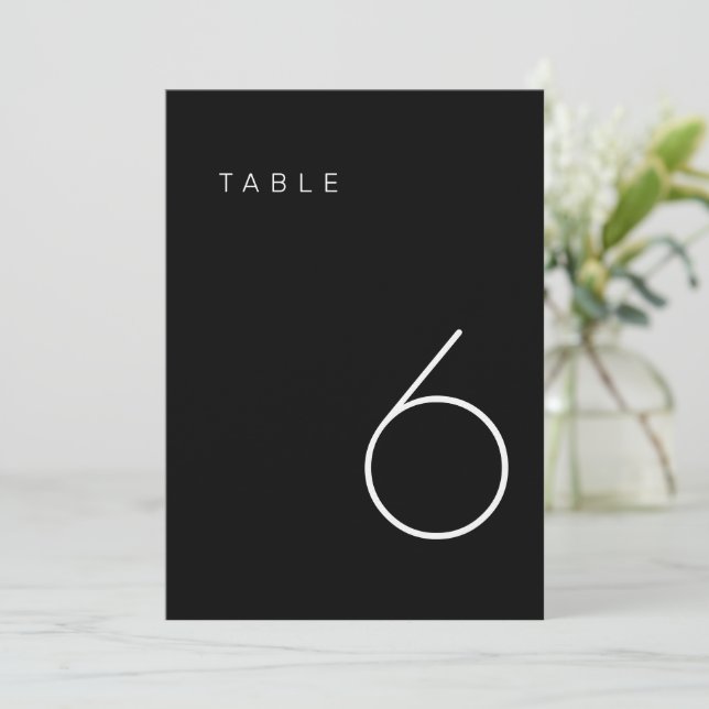 Modern Minimalist Black and White Table Number (Standing Front)