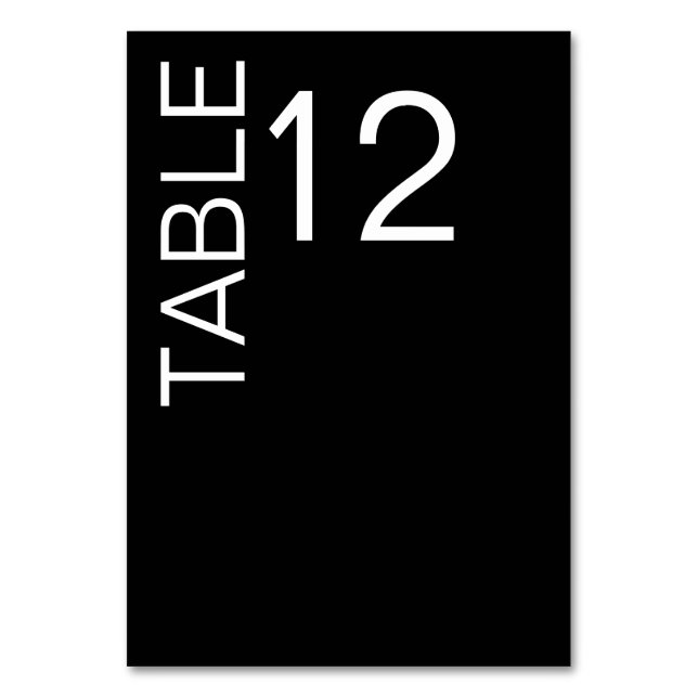 Modern Minimalist Black and White Table Number (Front)