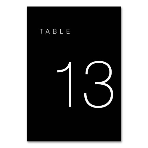 Modern Minimalist Black and White Table Number 13