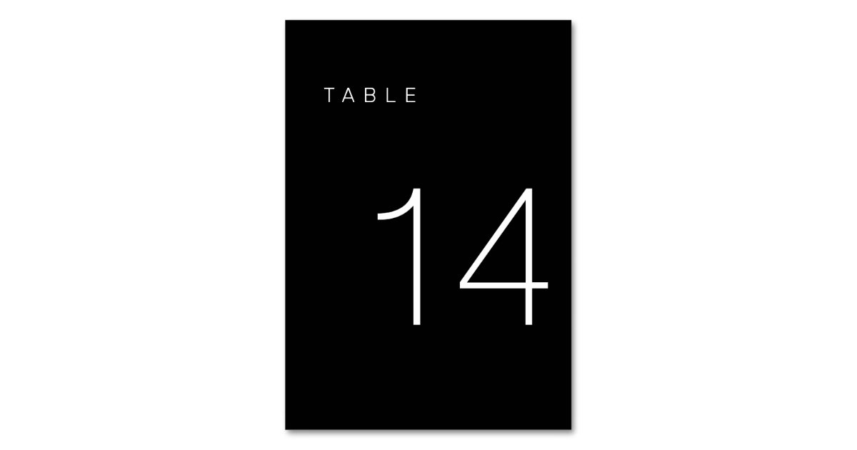 Number 14 Asthetic Modern Minimalist Black and White Table Number 14 | Zazzle