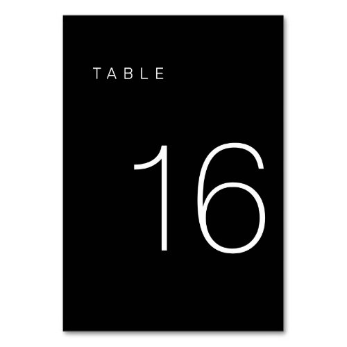 Modern Minimalist Black and White Table Number 16