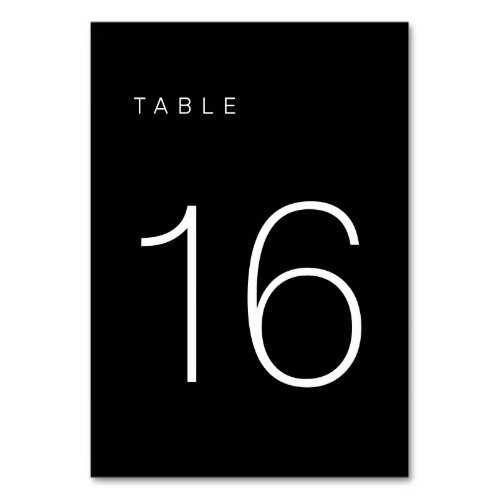Modern Minimalist Black and White Table Number 16