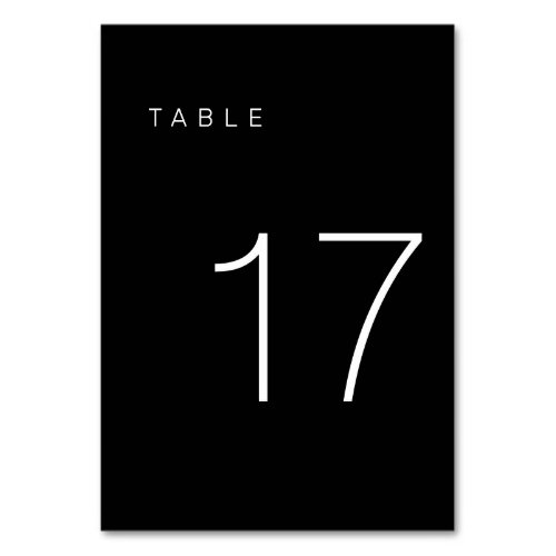 Modern Minimalist Black and White Table Number 17