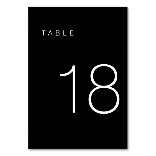 Modern Minimalist Black and White Table Number 18