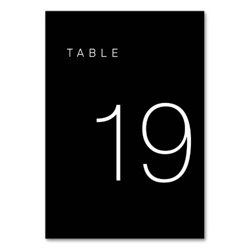 Modern Minimalist Black and White Table Number 19