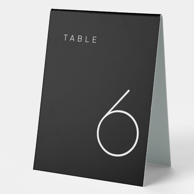 Modern Minimalist Black and White Table Number 1 Tent (Front)