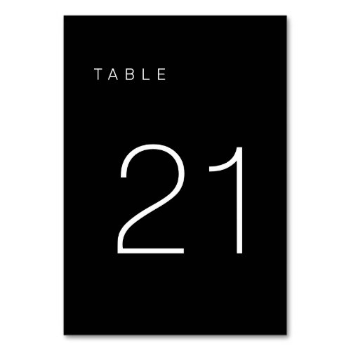 Modern Minimalist Black and White Table Number 21