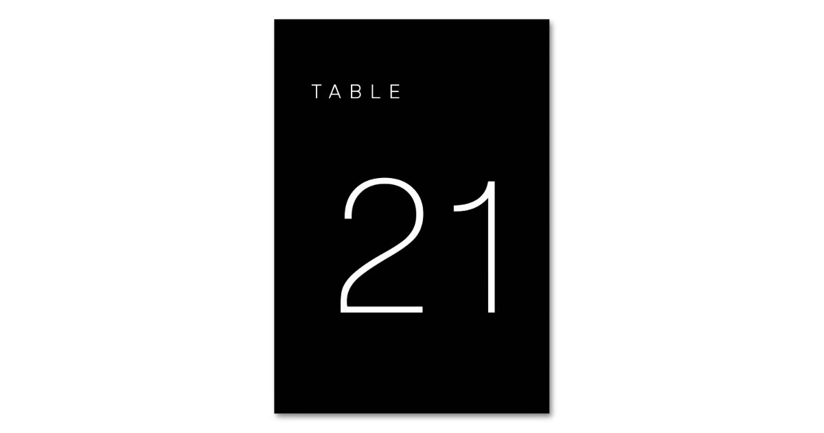 Modern Minimalist Black and White Table Number 21 Zazzle