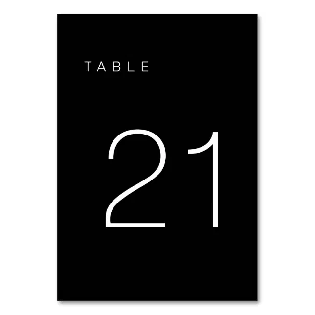 Modern Minimalist Black and White Table Number 21 Zazzle