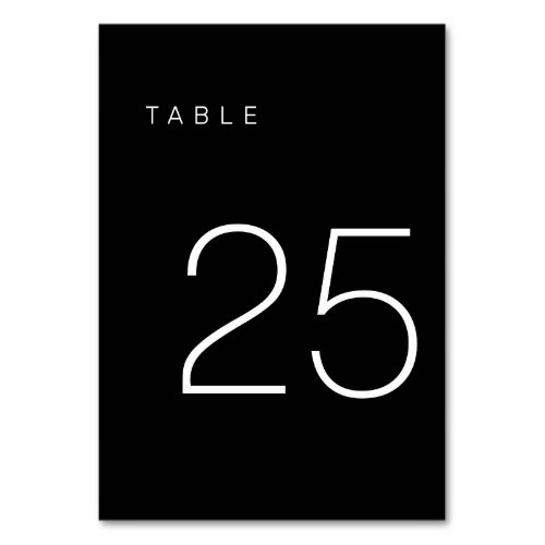 Modern Minimalist Black and White Table Number 25