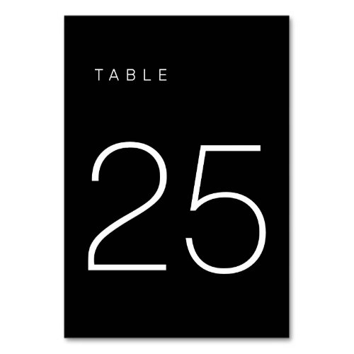 Modern Minimalist Black and White Table Number 25