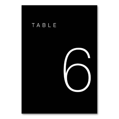 Modern Minimalist Black and White Table Number 6