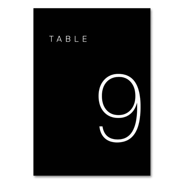 Modern Minimalist Black and White Table Number 9 (Front)