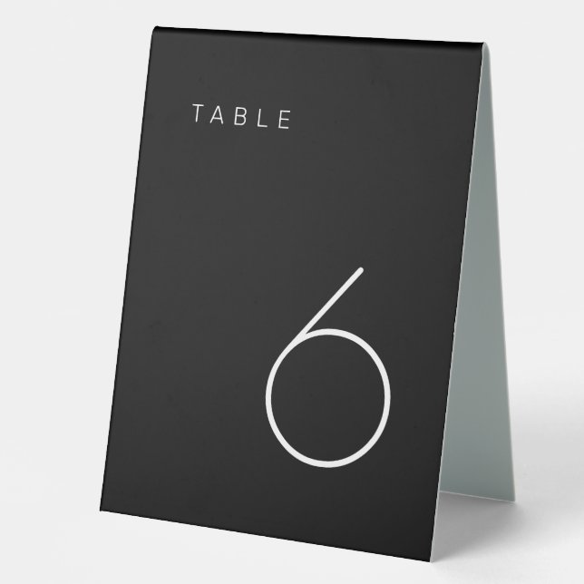 Modern Minimalist Black and White Table Number Tent (Front)