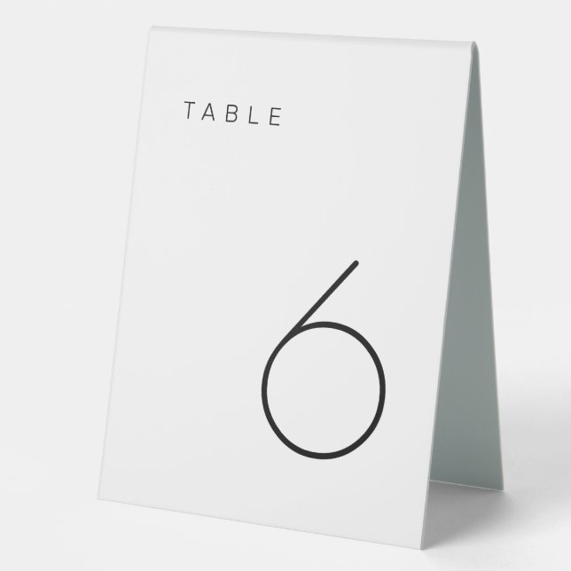 Modern Minimalist Black and White Table Number Tent (Front)
